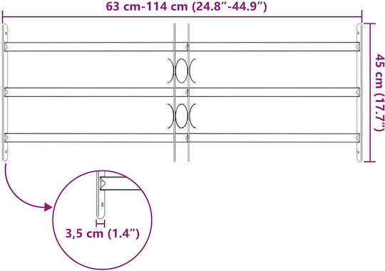 Plasă de Securitate pentru Ferestre 3 Pachete 3 Bucăți 43-74 cm 42031285 Negru
