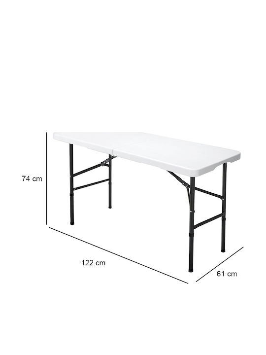 Masă Catering Pentru Exterior Pliabilă Din Polipropilenă Cu Ramă Metalică Albă 122x61x60 cm