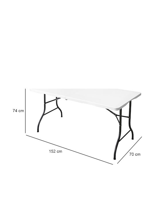 Masă Catering Pentru Exterior Pliabilă Din Polipropilenă Cu Ramă Metalică Albă 152x70x74cm