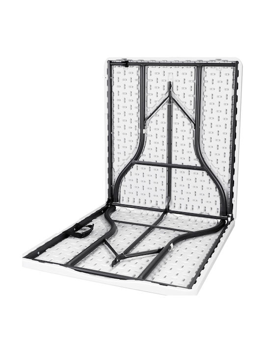 Masă Catering Pentru Exterior Pliabilă Din Polipropilenă Cu Ramă Metalică Albă 152x70x74cm