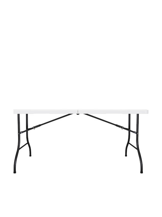 Masă Catering Pentru Exterior Pliabilă Din Polipropilenă Cu Ramă Metalică Albă 152x70x74cm