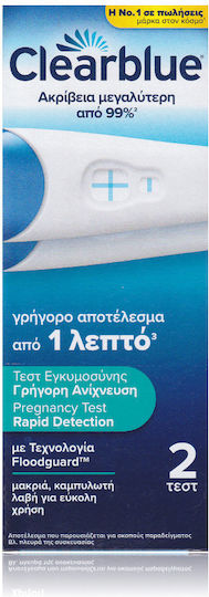 Clearblue Τεστ Εγκυμοσύνης Γρήγορης Ανίχνευσης μετά από 1 Λεπτό 2τμχ