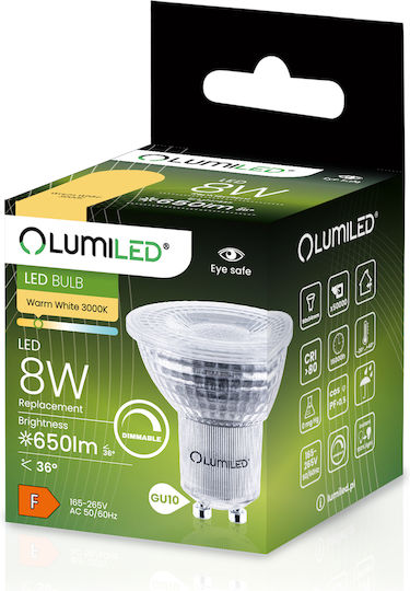 Lumiled LED Glühbirne 8W für GU10 Fassung und PAR16 Form Warmes Weiß 650lm Dimmbar
