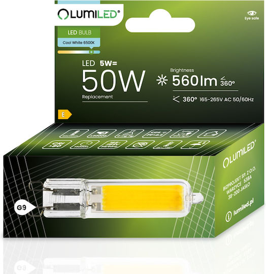 Lumiled Bec LED 5W Pentru Bază G9 Alb Rece 560 Lumen