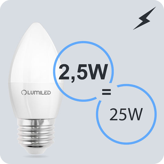 Lumiled LED Glühbirne 2.5W für E27 Fassung und B35 Form Warmes Weiß 249 Lumen