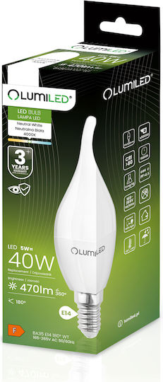 Lumiled LED Glühbirnen 5W für E14 Fassung und Form BA35 Naturweiß 470lm 6 Stück