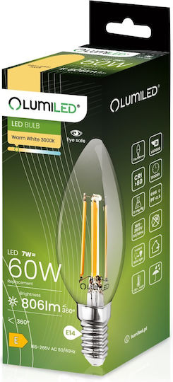 Lumiled LED Glühbirnen 7W für E14 Fassung und B35 Form Warmes Weiß 806lm 6 Stück