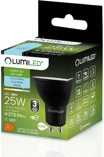 Lumiled Becuri LED 3W Pentru Bază De Bec GU10 și Formă PAR16 Alb Rece 270 Lumen 10 Bucăți