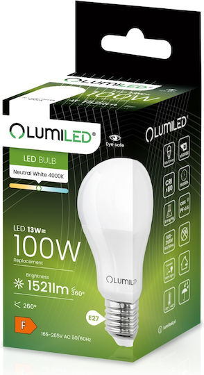 Lumiled LED Glühbirnen 13W für E27 Glühbirnensockel und Form A60 Naturweiß 1521 Lumen 10 Stück