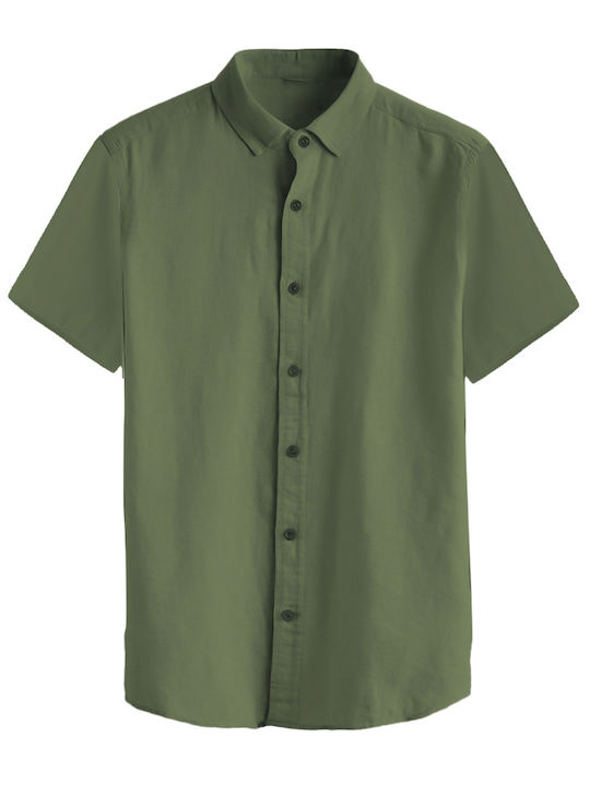 Short-sleeved Linen Shirt Khaki