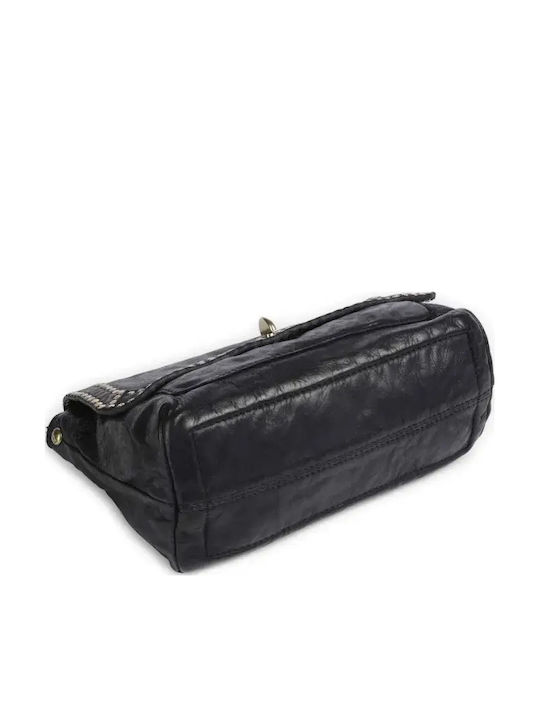 Leder Damen Schultertasche Blau