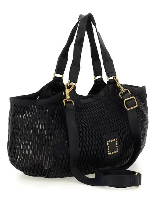 Leder Damen Schultertasche Blau