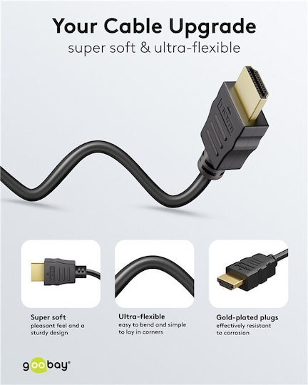 Goobay HDMI 2.0 Premium High Speed 4K 60Hz HDR Cable HDMI Male - HDMI Male 1m Black