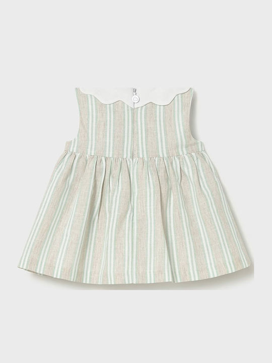 Mädchenkleid Ärmelloses Leinen Aqua