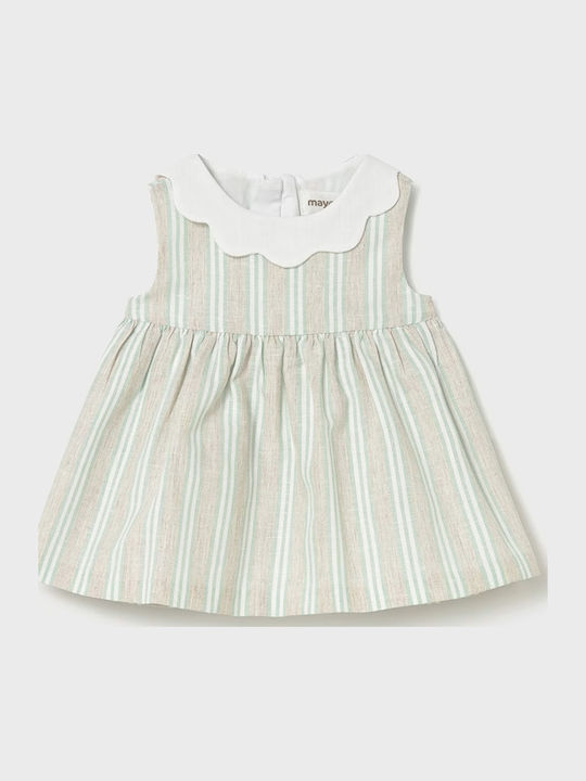 Mädchenkleid Ärmelloses Leinen Aqua