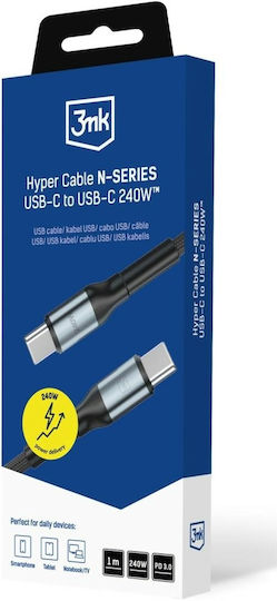 3MK USB 2.0 Cable USB-C Male - USB-C 240W PD Black 1m