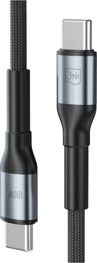 3MK Cablu Hyper USB 2.0 USB-C Masculin - USB-C 100W Negru 1.5m