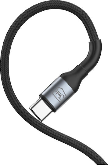 3MK Cablu Hyper USB 2.0 USB-C Masculin - USB-C 100W Negru 1.5m