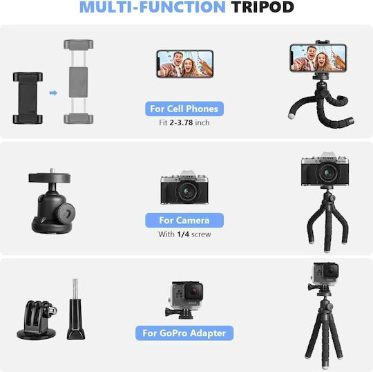 Ubeesize Stativ - Mini Fernbedienung Kompakt Stabil Flexibel 360° Rotation 25,4 cm Für Smartphones Kameras Gopro