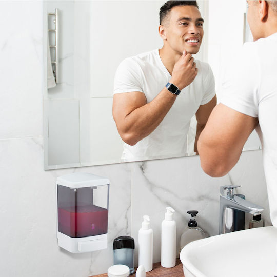 Wall-mounted Soap Dispenser Relaxdays 1000ml White Grey 19x11.5x11cm Set Stickers