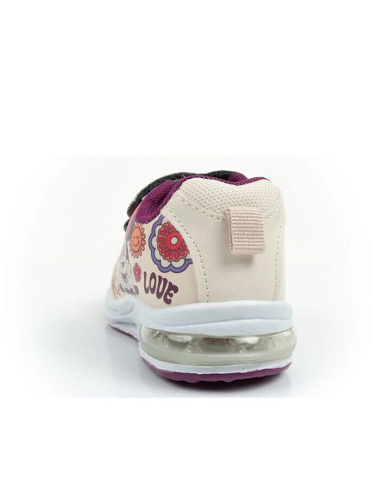 Kids Sneakers with Hoop & Loop Closure and Lights Beige