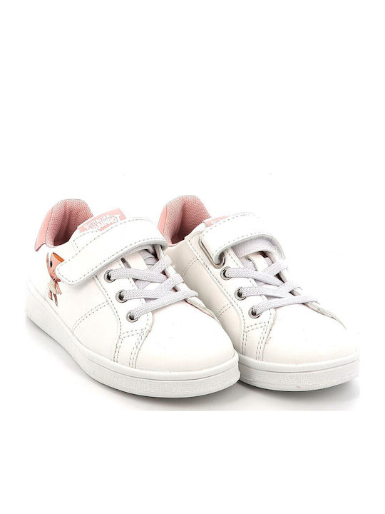 Casual Sort Italian Brainrot Ballerina Cappuccina Kids Sneakers with Hoop & Loop Closure White