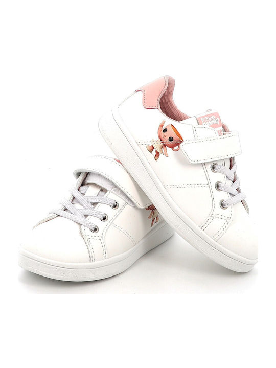 Casual Sort Italian Brainrot Ballerina Cappuccina Kids Sneakers with Hoop & Loop Closure White