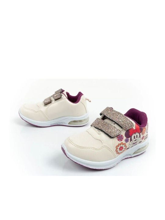 Kids Sneakers with Hoop & Loop Closure and Lights Beige