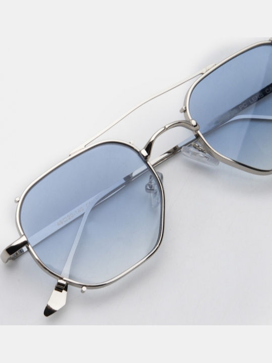 Luigi Männliche Sonnenbrillen mit Hellblauem metallischem Rahmen und Hellblauem Glas 4898376