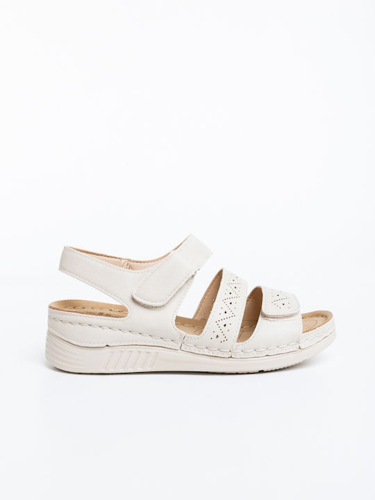 Sandale Casual Damă Din Piele Bej
