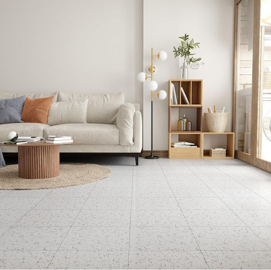 Set Plastic Vinyl Floor with 24 Tiles L30xW30cm White