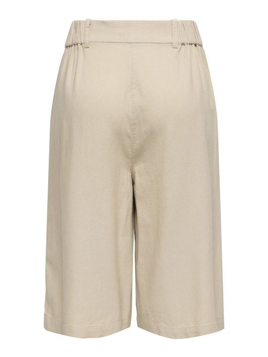 Women's Linen High Waist Shorts Beige