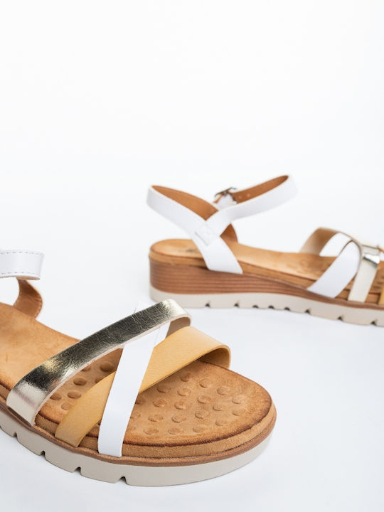 Leather Women's Flat Sandals White