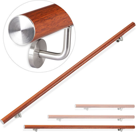 Relaxdays Balustradă Din Aluminiu Aspect Stejar Maro Argintiu 12x8x200 Cm