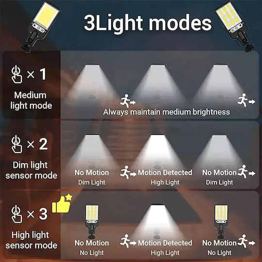 Set of 6 Wall Mounted Solar Lights Cold White 6500K with Motion Sensor and Photocell IP65