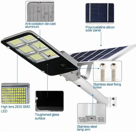 Jortan Ηλιακό Φωτιστικό Δρόμου 200W Ψυχρό Λευκό 6500K με Αισθητήρα Κίνησης, Φωτοκύτταρο και Τηλεχειριστήριο IP66 39.5x21x5εκ.
