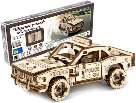 Wooden City Wooden Construction Toy Police car for Children 8+ years old+ Years