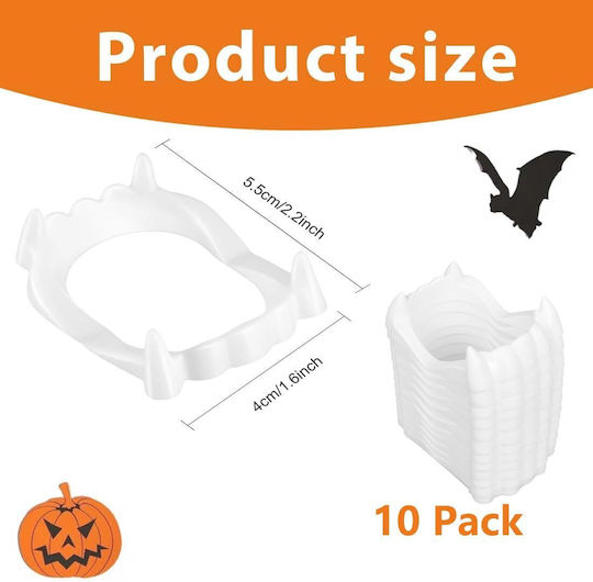 Vampire Αποκριάτικα Δόντια Λευκά για Halloween από Πλαστικό 10τμχ