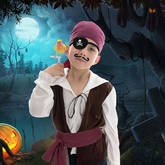 Piraten Kostüm Zubehör Set Bandana Gürtel Augenklappe Komplett Halloween