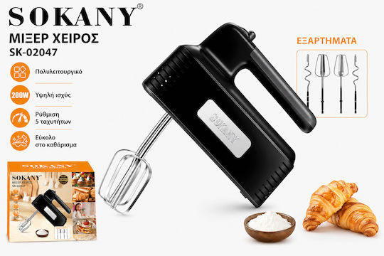 Sokany Mixer de Mână 200W Negru
