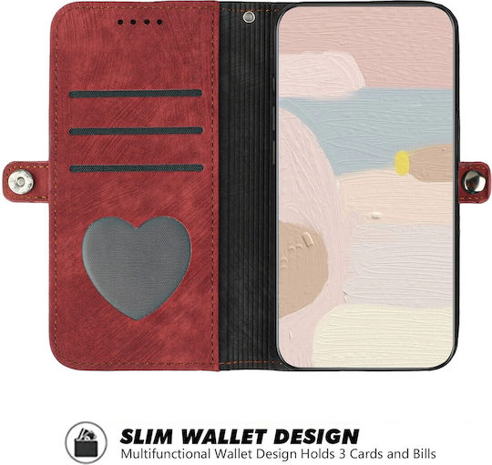 Tel1 Xiaomi Poco C65 Xiaomi Redmi 13C 4G 5G Side Buckle Double Fold Strap Book Case Red