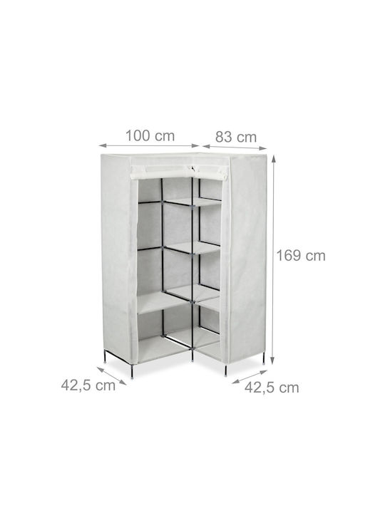 Relaxdays Dulap Din Material Pentru Colț Cu Fermoar și Rafturi În Culoare Albă 100x83x169cm