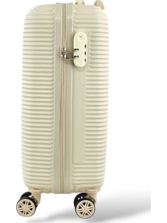 F6055-2 Твърд Кабинен Куфар Височина 55см Бежов 55x40x21см