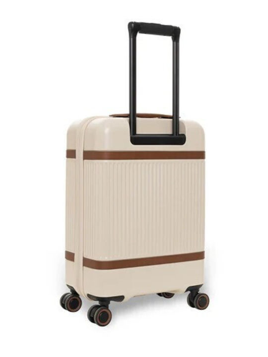 The Chesterfield Brand Large Hard Beige Suitcase with 4 Wheels Height 75cm