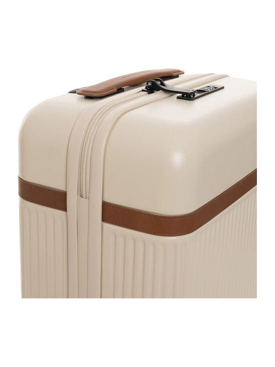 The Chesterfield Brand Large Hard Beige Suitcase with 4 Wheels Height 75cm