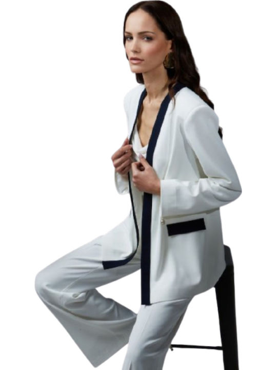 Sarah Lawrence Women's Crepe Blazer Offwhite