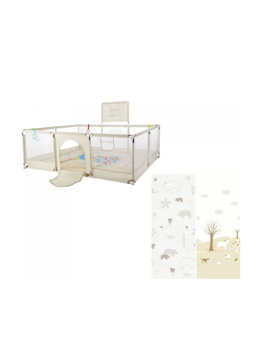 Parc cu Saltea Bej 200x180cm