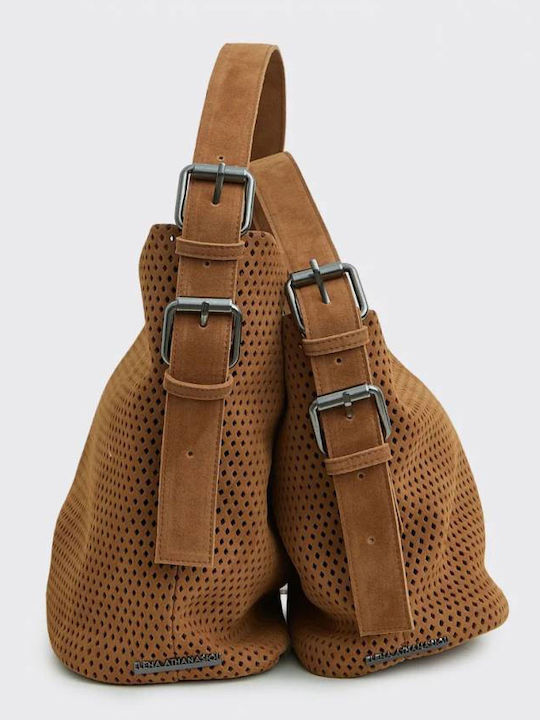 Day To Leather Women's Shoulder Bag Suede Tabac Brown