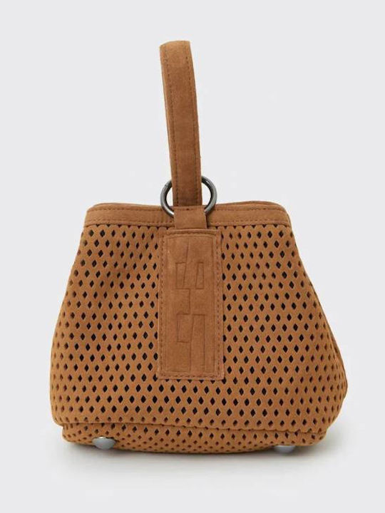 Hype Net Suede Baguette Δερμάτινη Γυναικεία Τσάντα Ώμου Ταμπά