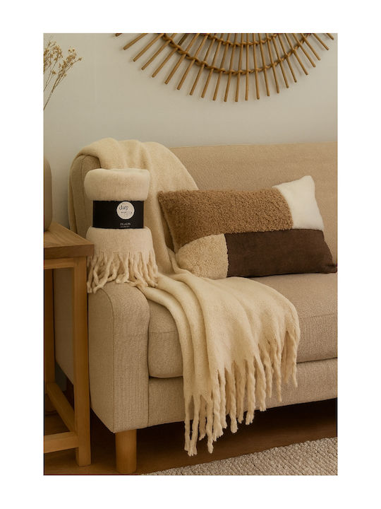 Koopman Armchair Throw Jacquard 160x130cm Ecru